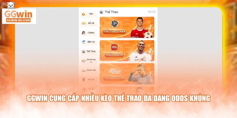 GGWIN cung cấp nhiều kèo thể thao đa dạng odds khủng
