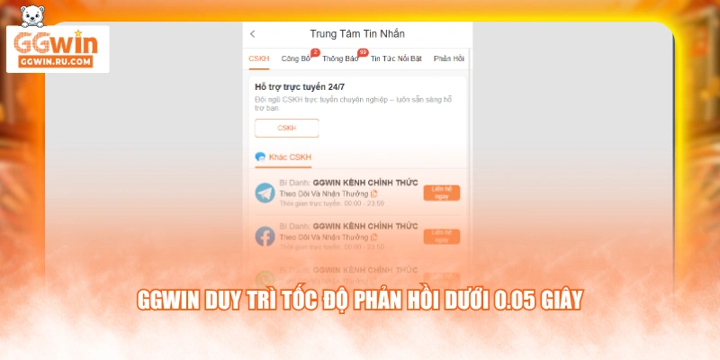 GGWIN duy trì tốc độ phản hồi dưới 0.05 giây