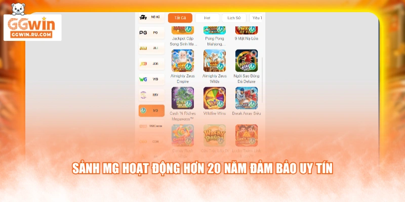 Sảnh MG hoạt động hơn 20 năm đảm bảo uy tín